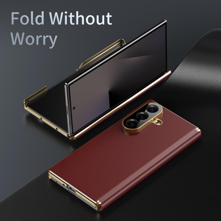 For Samsung Galaxy Z Fold6 5G Frosted Leather Hinge Shockproof Phone Case