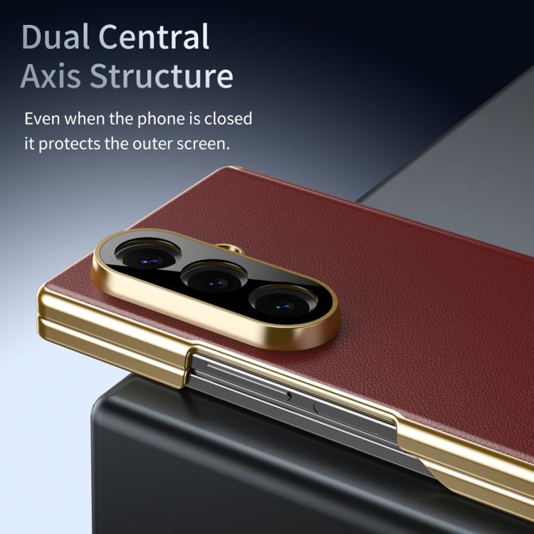 For Samsung Galaxy Z Fold6 5G Frosted Leather Hinge Shockproof Phone Case