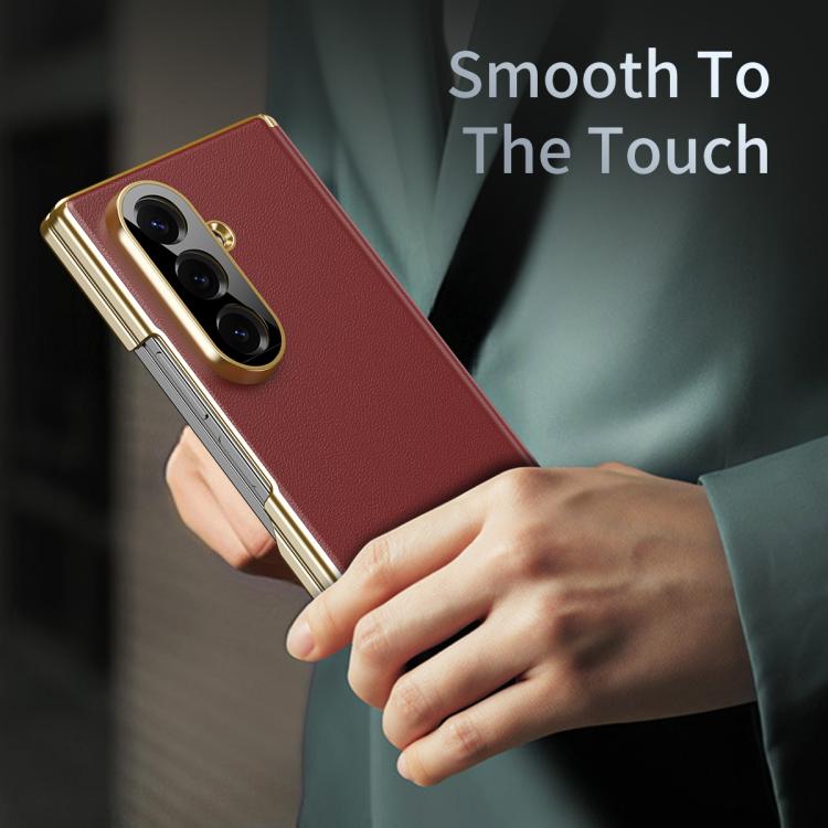 For Samsung Galaxy Z Fold7 5G Frosted Leather Hinge Shockproof Phone Case
