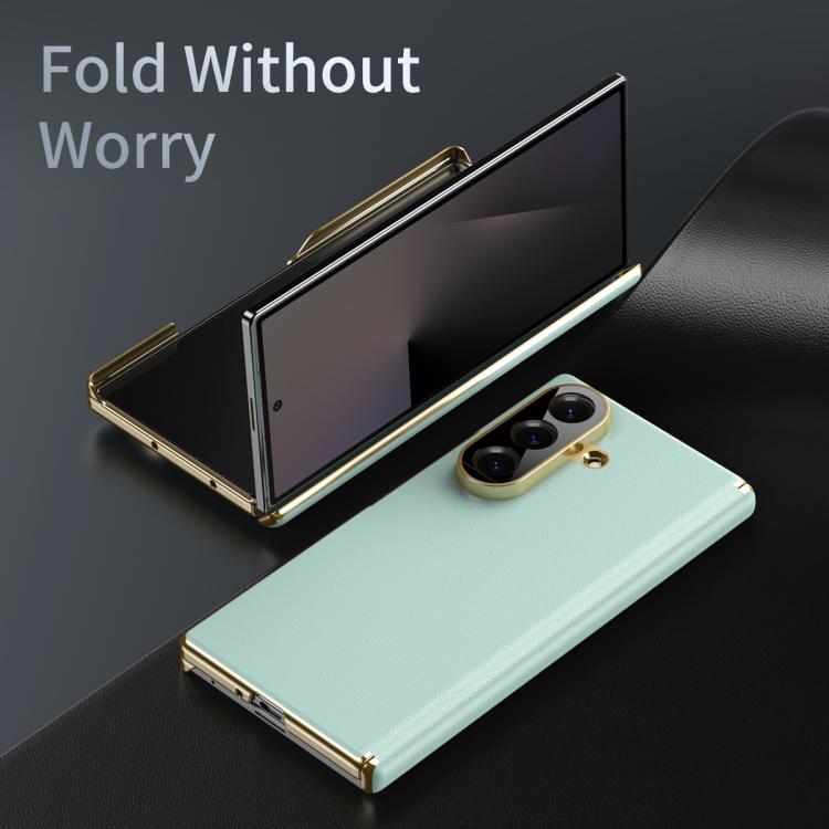 For Samsung Galaxy Z Fold7 5G Frosted Leather Hinge Shockproof Phone Case