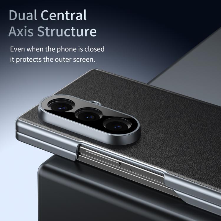 For Samsung Galaxy Z Fold7 5G Frosted Leather Hinge Shockproof Phone Case