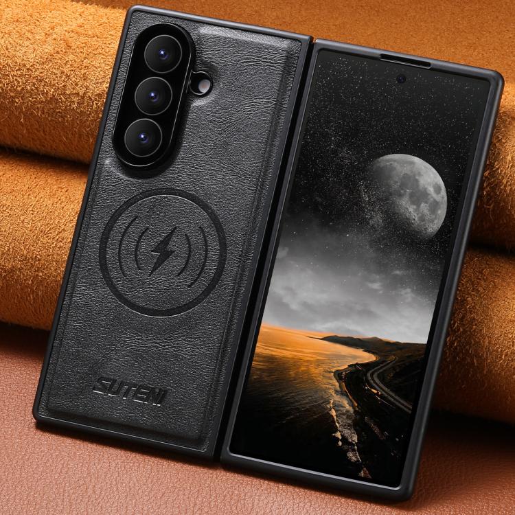 For Samsung Galaxy Z Fold7 5G Suteni G5 Cowhide Leather Magnetic Phone Case
