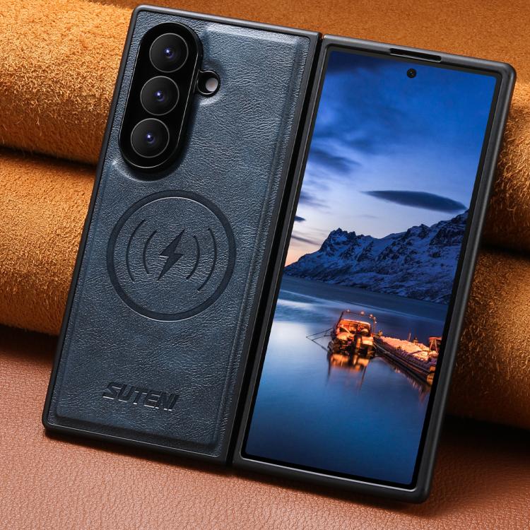 For Samsung Galaxy Z Fold7 5G Suteni G5 Cowhide Leather Magnetic Phone Case
