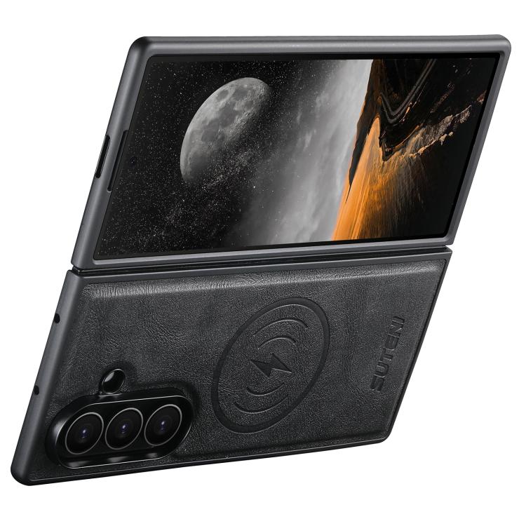 For Samsung Galaxy Z Fold6 Suteni G5 Cowhide Leather Magnetic Phone Case
