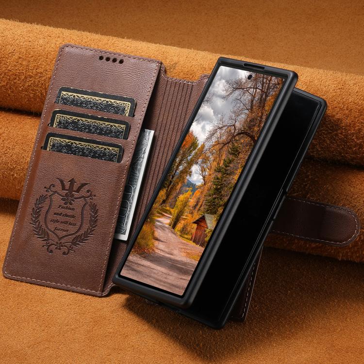 For Samsung Galaxy Z Fold7 5G Suteni Q05 2-in-1 Multi-function Detachable Wallet MagSafe Phone Case
