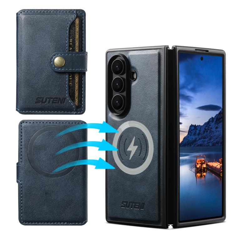 For Samsung Galaxy Z Fold7 5G Suteni M4 Magnetic Card Bag MagSafe Leather Phone Case
