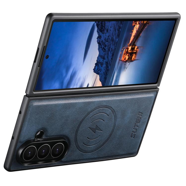 For Samsung Galaxy Z Fold6 Suteni M4 Magnetic Card Bag MagSafe Leather Phone Case