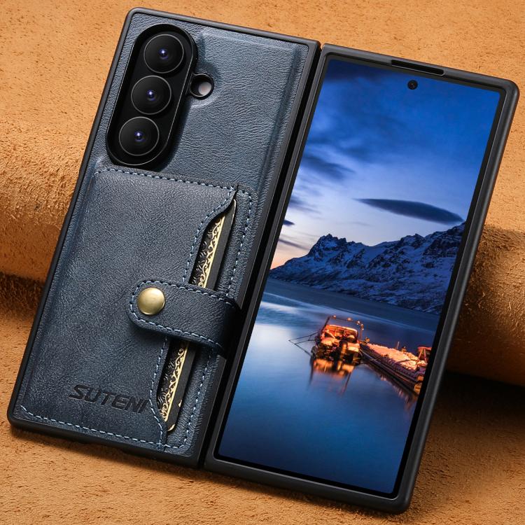 For Samsung Galaxy Z Fold6 Suteni M4 Magnetic Card Bag MagSafe Leather Phone Case