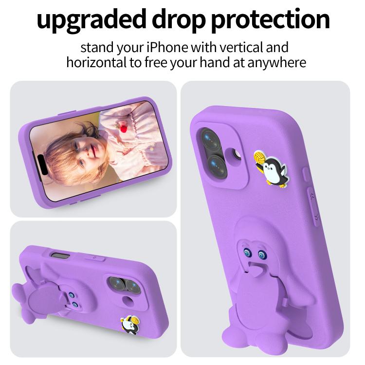 For iPhone 17 Penguin Baby EVA Shockproof Phone Case with Holder