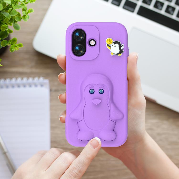 For iPhone 17 Penguin Baby EVA Shockproof Phone Case with Holder