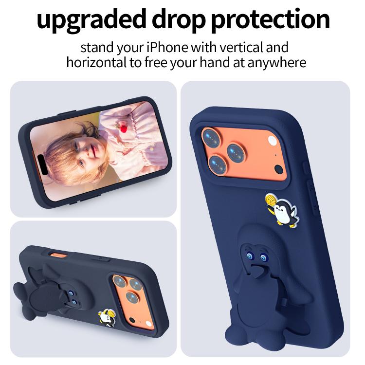 For iPhone 17 Pro Penguin Baby EVA Shockproof Phone Case with Holder