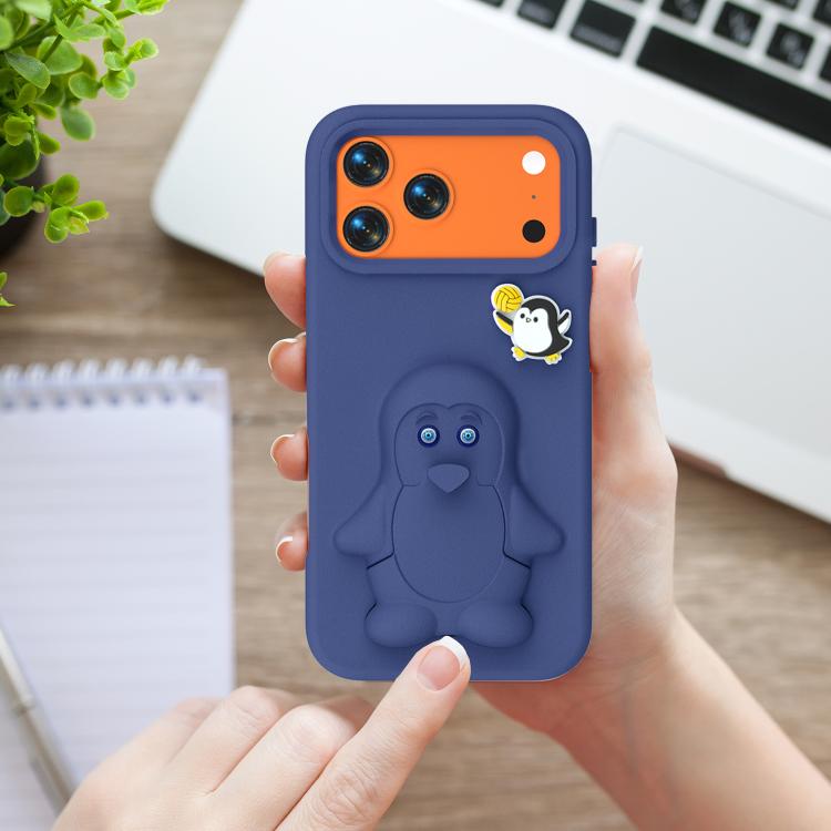 For iPhone 17 Pro Penguin Baby EVA Shockproof Phone Case with Holder