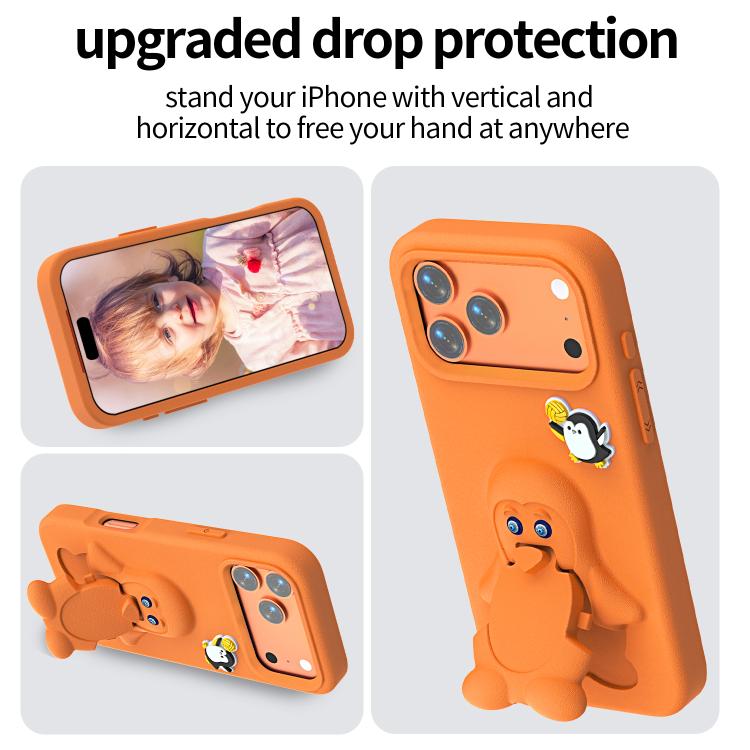 For iPhone 17 Pro Penguin Baby EVA Shockproof Phone Case with Holder