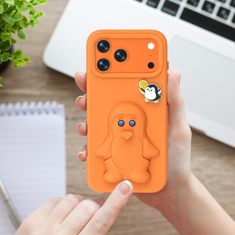 For iPhone 17 Pro Penguin Baby EVA Shockproof Phone Case with Holder