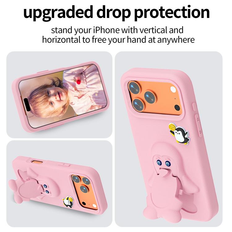 For iPhone 17 Pro Penguin Baby EVA Shockproof Phone Case with Holder