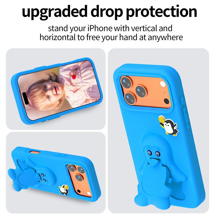 For iPhone 17 Pro Penguin Baby EVA Shockproof Phone Case with Holder