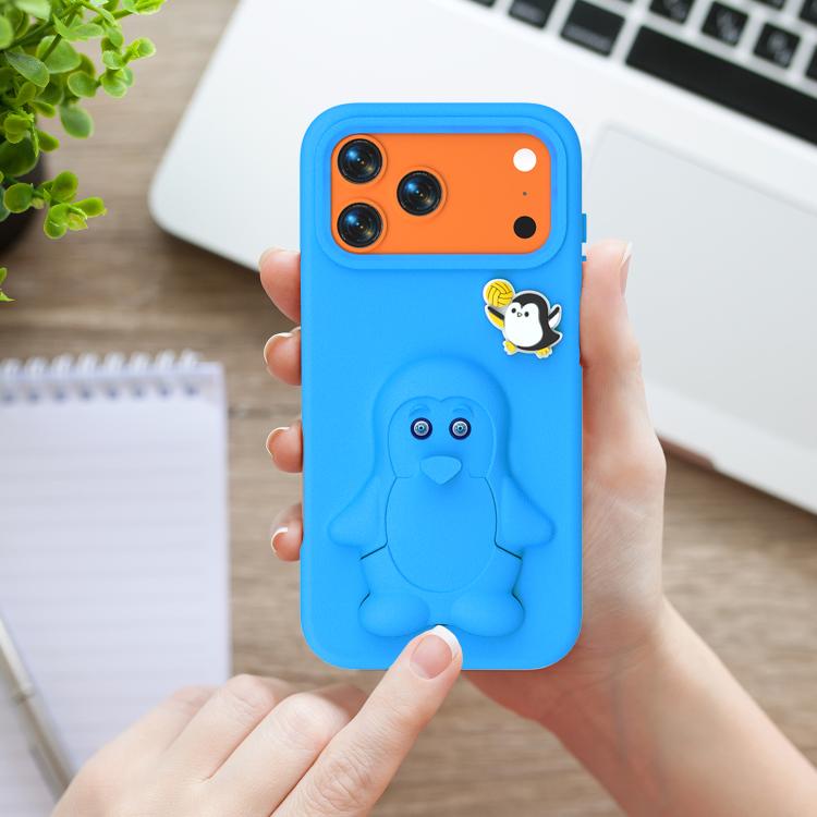 For iPhone 17 Pro Penguin Baby EVA Shockproof Phone Case with Holder