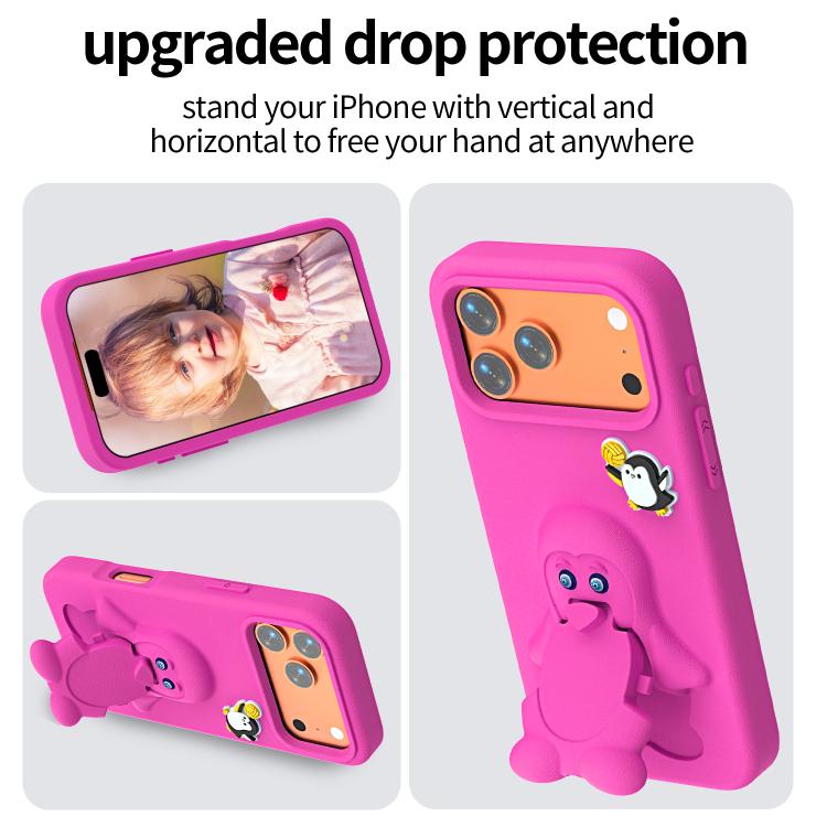 For iPhone 17 Pro Penguin Baby EVA Shockproof Phone Case with Holder