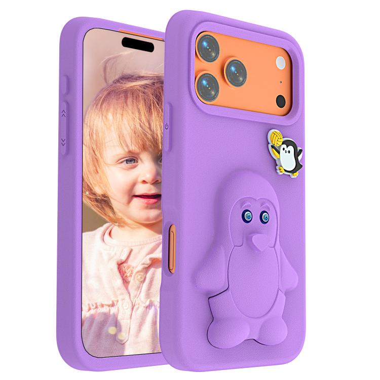 For iPhone 17 Pro Penguin Baby EVA Shockproof Phone Case with Holder