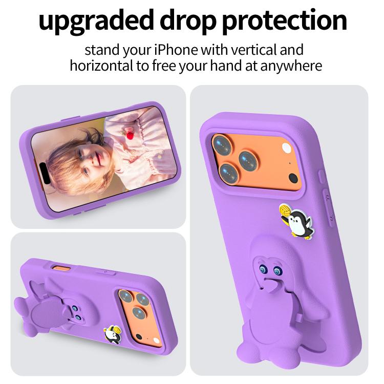 For iPhone 17 Pro Penguin Baby EVA Shockproof Phone Case with Holder