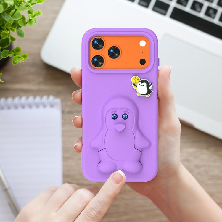 For iPhone 17 Pro Penguin Baby EVA Shockproof Phone Case with Holder