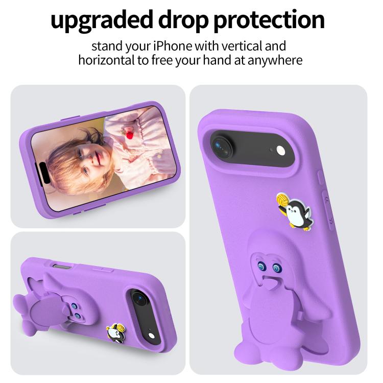 For iPhone Air Penguin Baby EVA Shockproof Phone Case with Holder