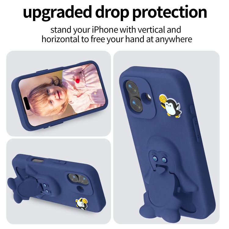 For iPhone 16 Penguin Baby EVA Shockproof Phone Case with Holder