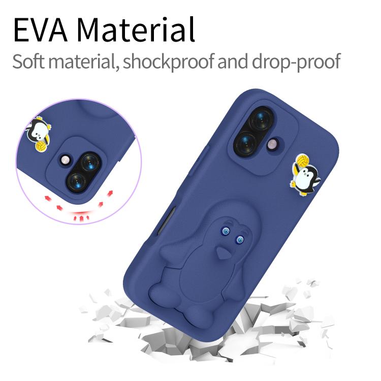 For iPhone 16 Penguin Baby EVA Shockproof Phone Case with Holder
