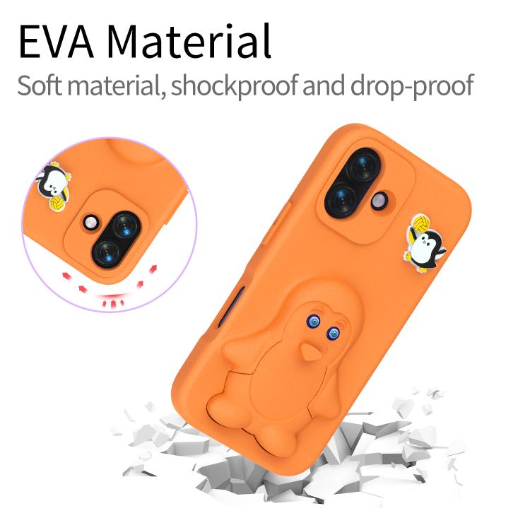 For iPhone 16 Penguin Baby EVA Shockproof Phone Case with Holder