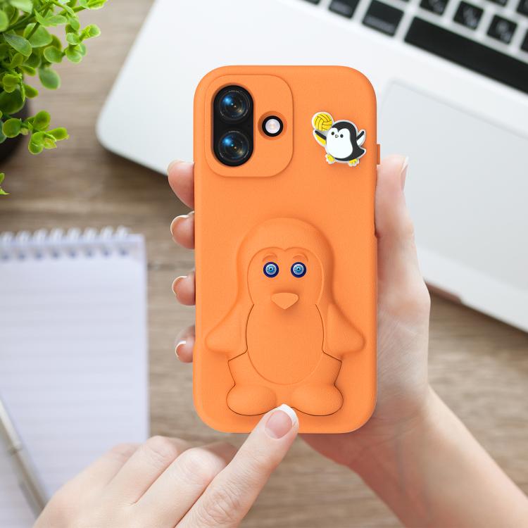 For iPhone 16 Penguin Baby EVA Shockproof Phone Case with Holder