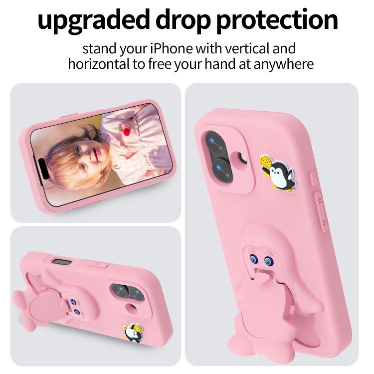 For iPhone 16 Penguin Baby EVA Shockproof Phone Case with Holder
