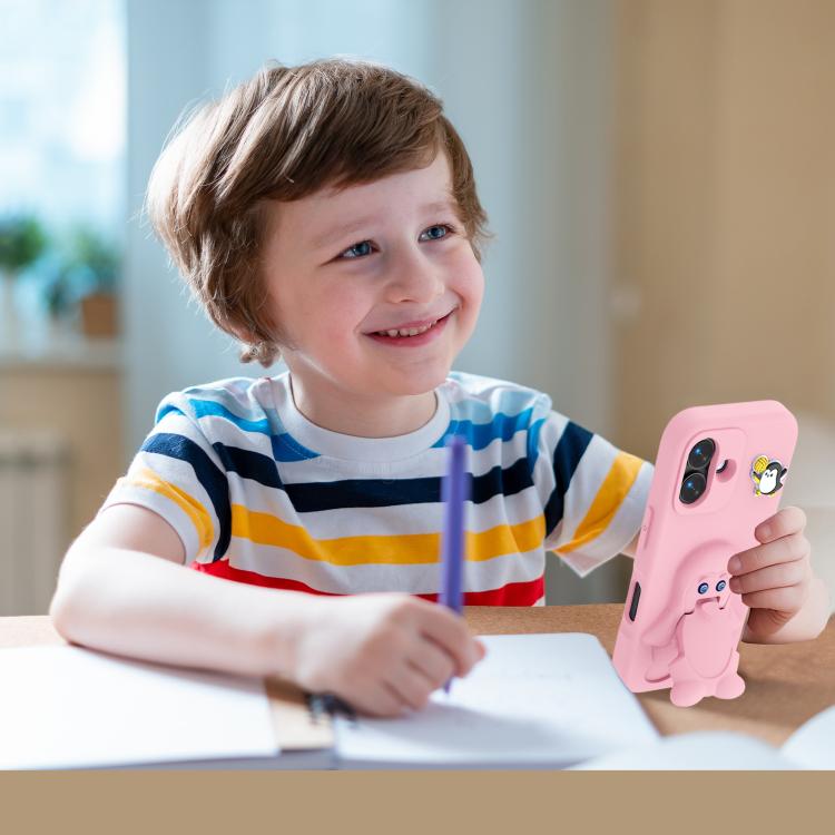 For iPhone 16 Penguin Baby EVA Shockproof Phone Case with Holder