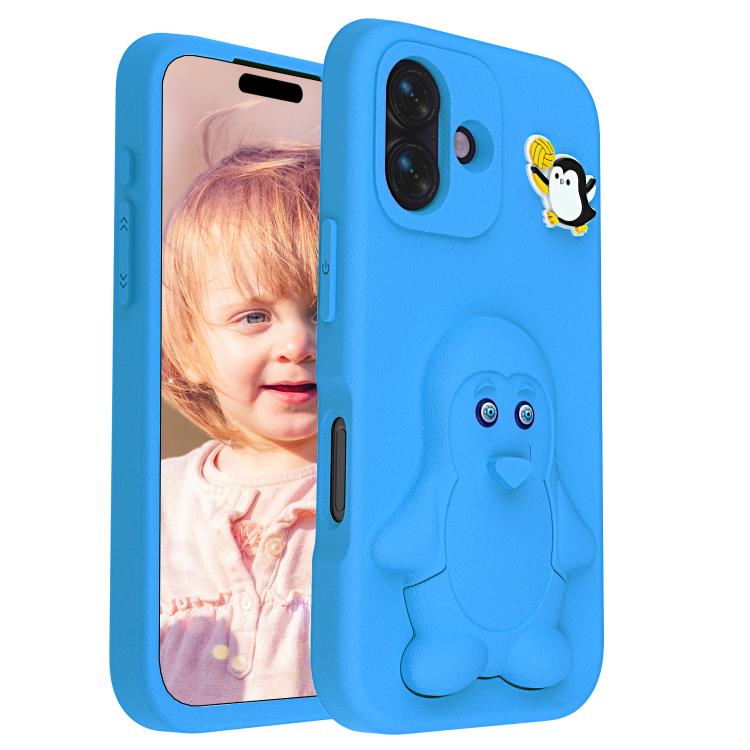 For iPhone 16 Penguin Baby EVA Shockproof Phone Case with Holder