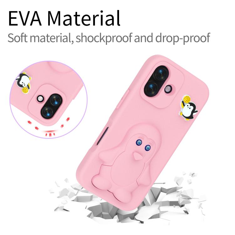 For iPhone 16 Penguin Baby EVA Shockproof Phone Case with Holder