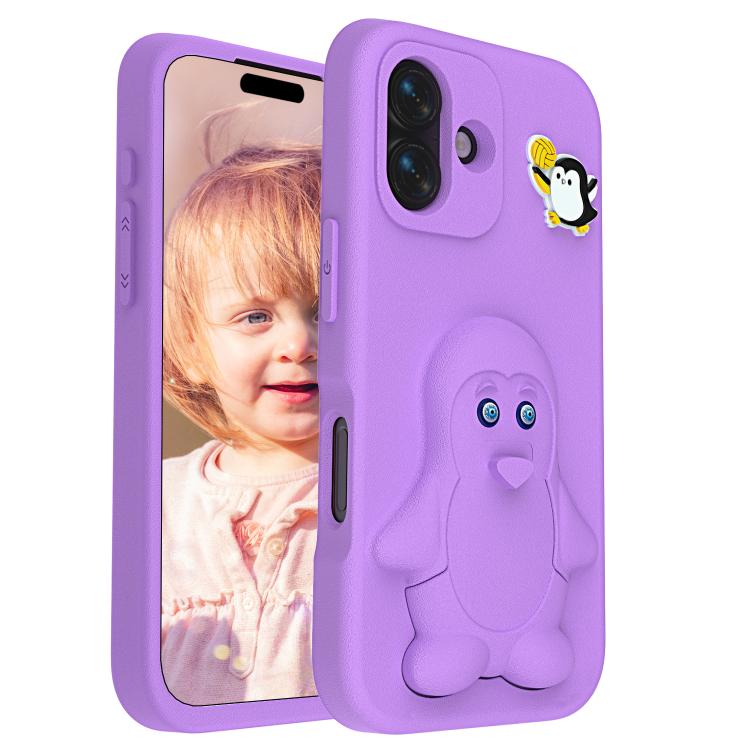 For iPhone 16 Penguin Baby EVA Shockproof Phone Case with Holder
