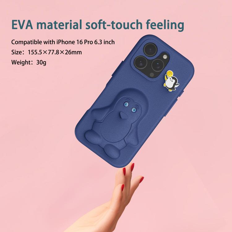 For iPhone 16 Pro Penguin Baby EVA Shockproof Phone Case with Holder