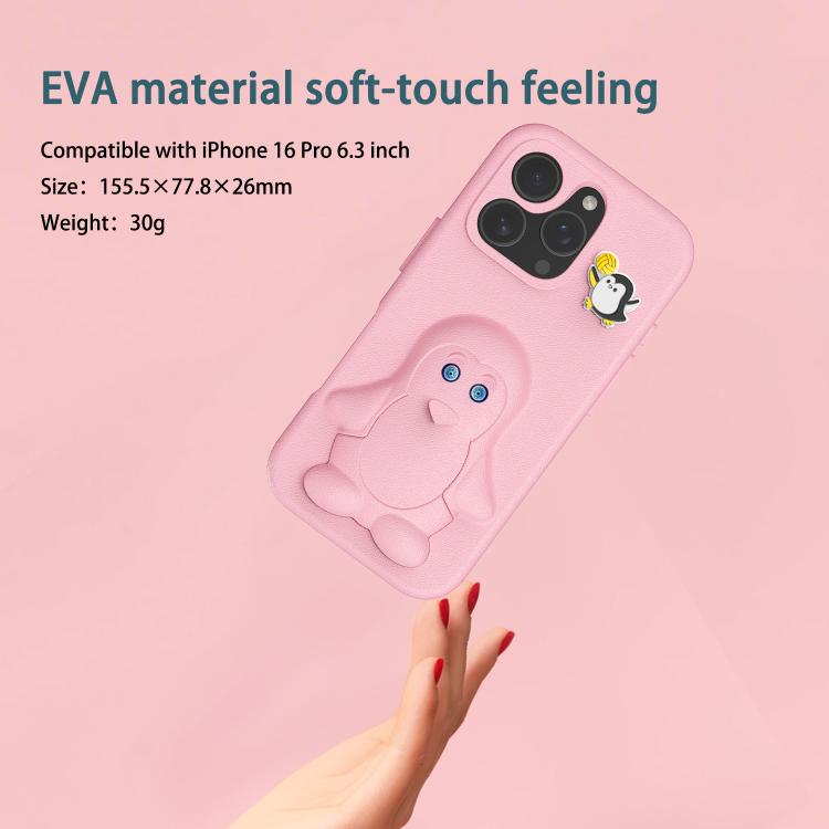 For iPhone 16 Pro Penguin Baby EVA Shockproof Phone Case with Holder