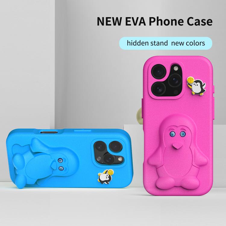For iPhone 16 Pro Penguin Baby EVA Shockproof Phone Case with Holder