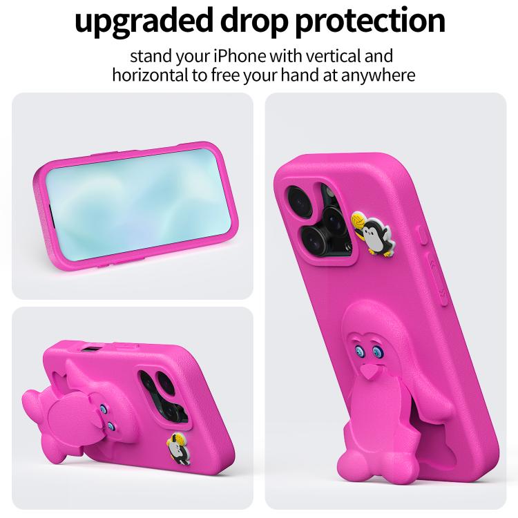 For iPhone 16 Pro Penguin Baby EVA Shockproof Phone Case with Holder