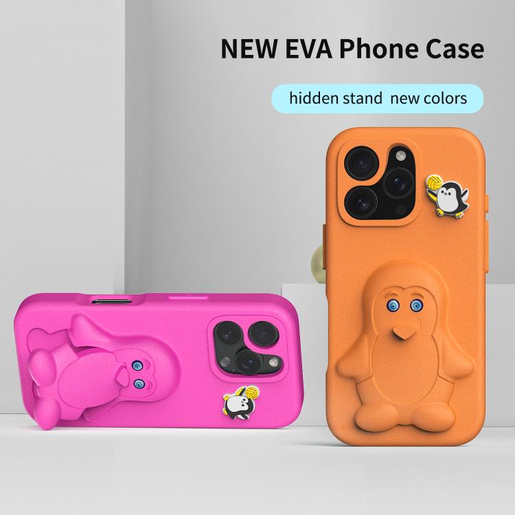 For iPhone 16 Pro Penguin Baby EVA Shockproof Phone Case with Holder