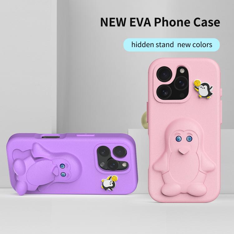 For iPhone 16 Pro Penguin Baby EVA Shockproof Phone Case with Holder