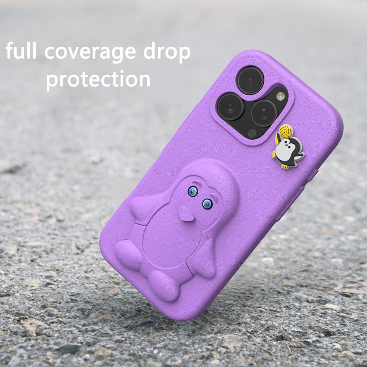 For iPhone 16 Pro Penguin Baby EVA Shockproof Phone Case with Holder