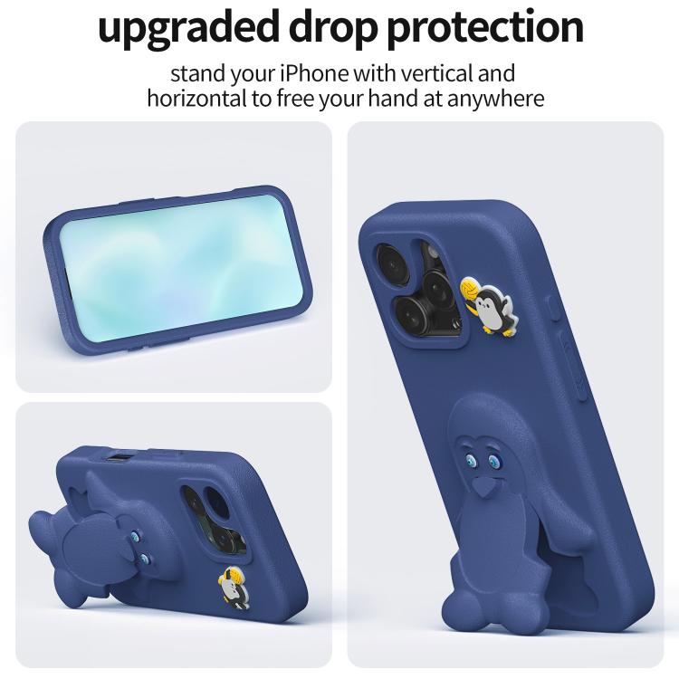 For iPhone 16 Pro Max Penguin Baby EVA Shockproof Phone Case with Holder
