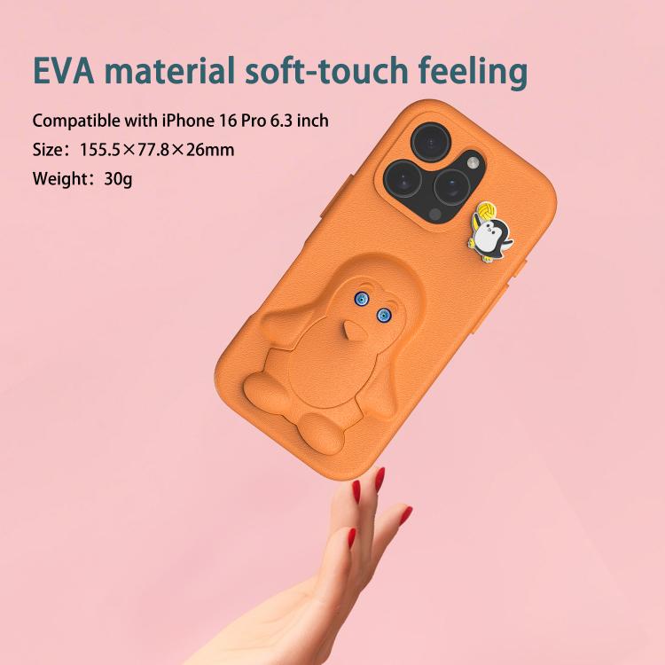 For iPhone 16 Pro Max Penguin Baby EVA Shockproof Phone Case with Holder