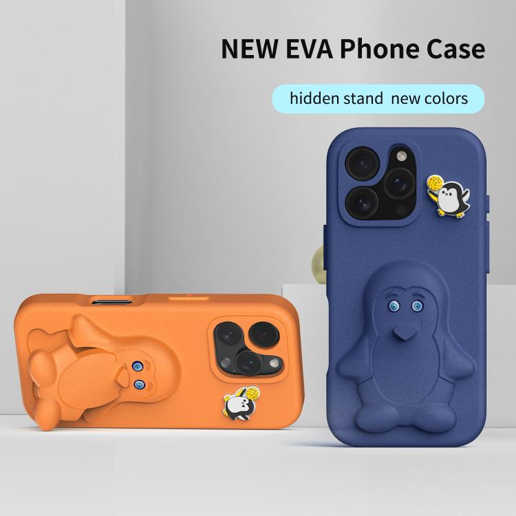 For iPhone 16 Pro Max Penguin Baby EVA Shockproof Phone Case with Holder