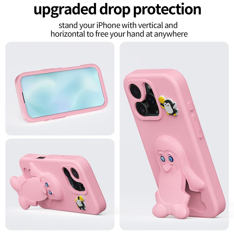 For iPhone 16 Pro Max Penguin Baby EVA Shockproof Phone Case with Holder