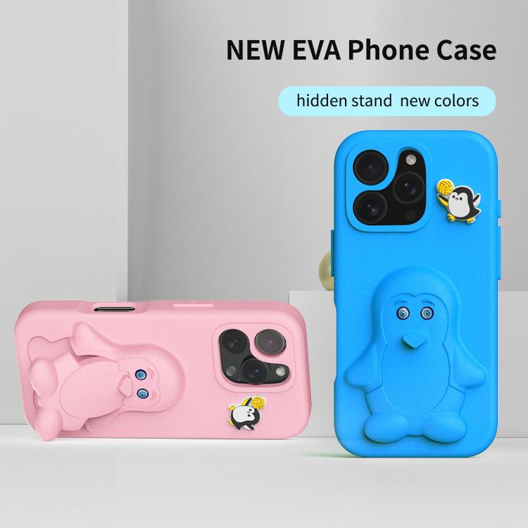 For iPhone 16 Pro Max Penguin Baby EVA Shockproof Phone Case with Holder