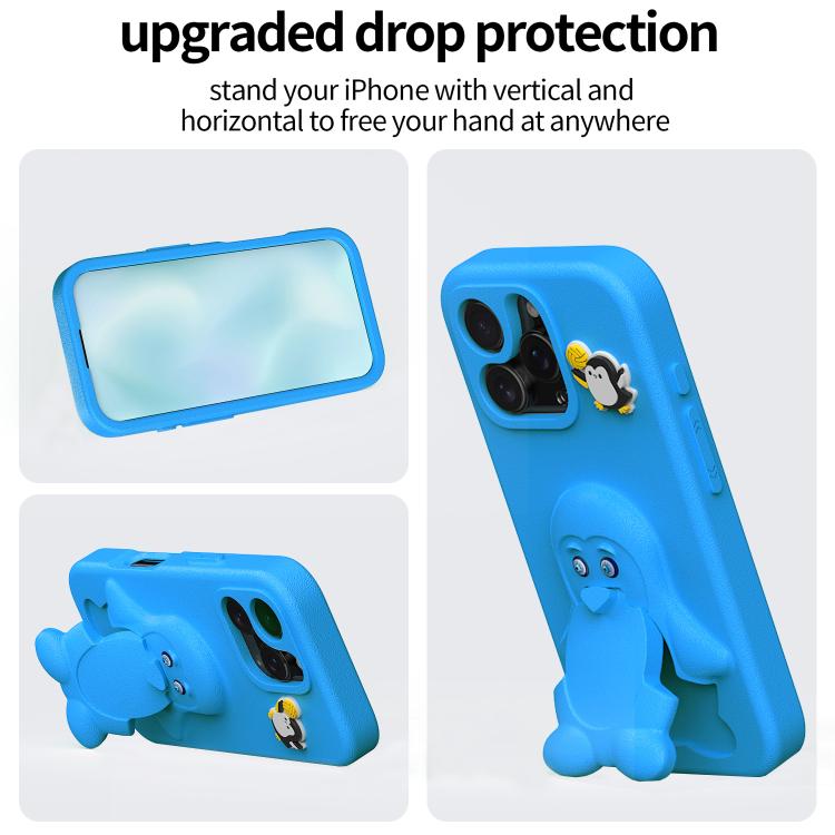 For iPhone 16 Pro Max Penguin Baby EVA Shockproof Phone Case with Holder