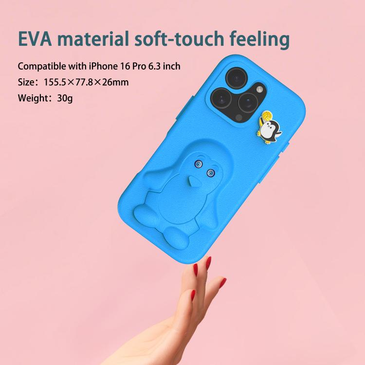 For iPhone 16 Pro Max Penguin Baby EVA Shockproof Phone Case with Holder