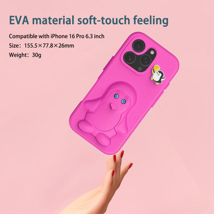 For iPhone 16 Pro Max Penguin Baby EVA Shockproof Phone Case with Holder